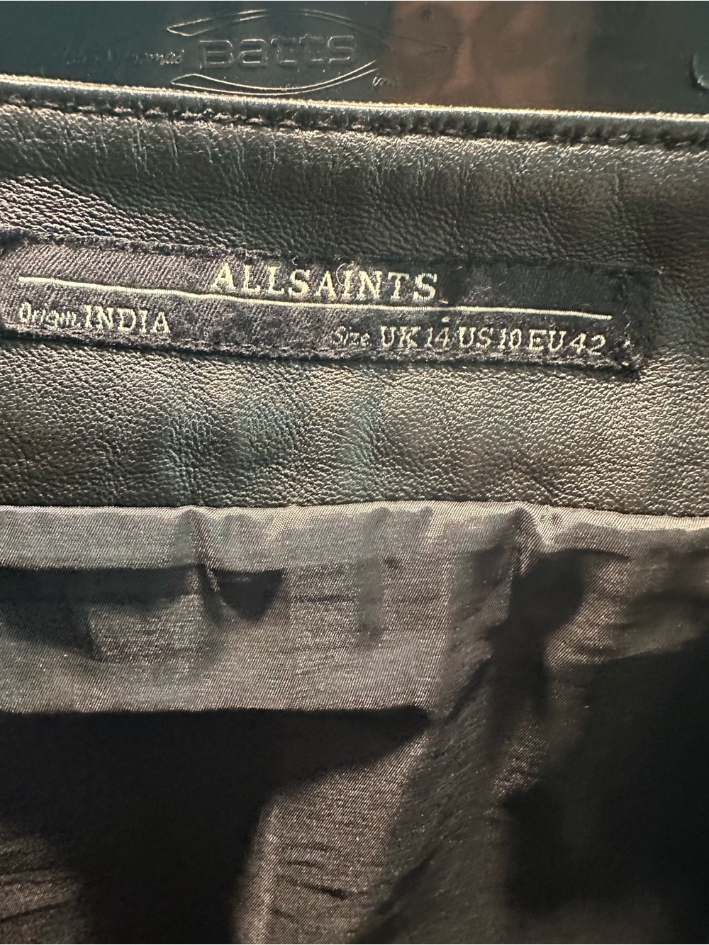 AllSaints Black Leather Skirt